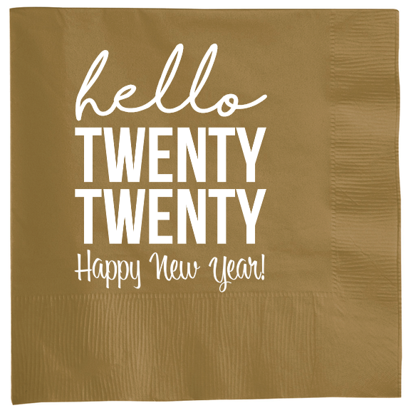Happy New Year 2020 Hello Twenty 2ply Economy Beverage Napkins Style 115185