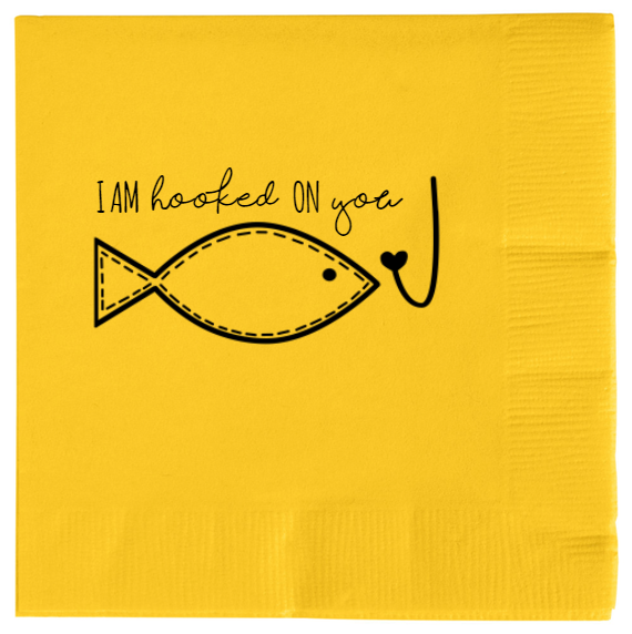 Happy Valentine\'s Day Am On Hooked You 2ply Economy Beverage Napkins Style 101466