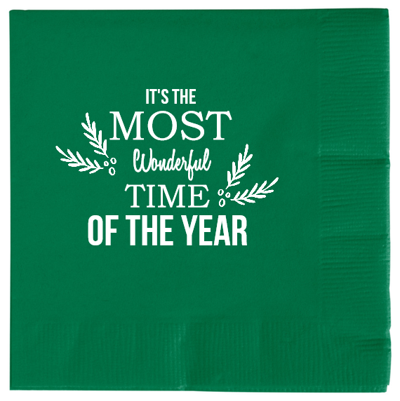 Christmas Day Its The Most Wonderful Time Of Year 2ply Economy Beverage Napkins Style 114584