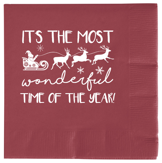 Christmas Its The Most Wonderful Time Of Year 2ply Economy Beverage Napkins Style 114633