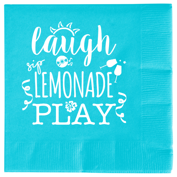 Pool Party Laugh Lemonade Play Sip 2ply Economy Beverage Napkins Style 106201