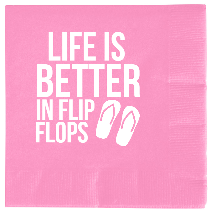 Summer Life Is Better In Flip Flops 2ply Economy Beverage Napkins Style 139975