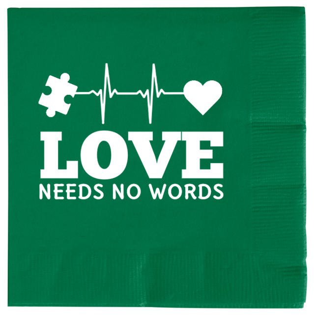 Autism Awareness Love Needs No Words 2ply Economy Beverage Napkins Style 133259