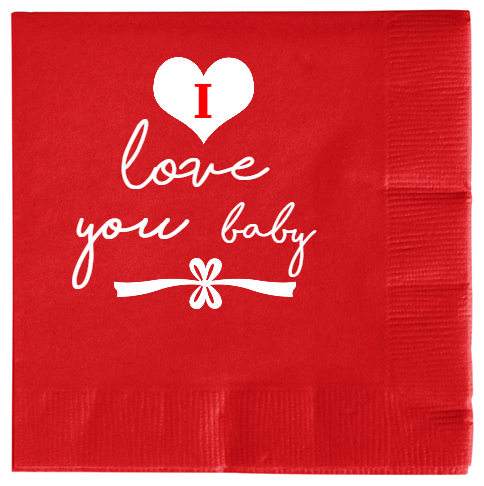 Valentine's Love You Baby 2ply Economy Beverage Napkins Style 116074