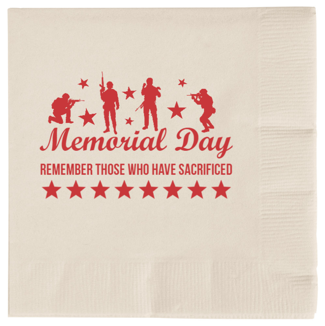 Memorial Day Remember Those Who Have Sacrificed 2ply Economy Beverage Napkins Style 135251