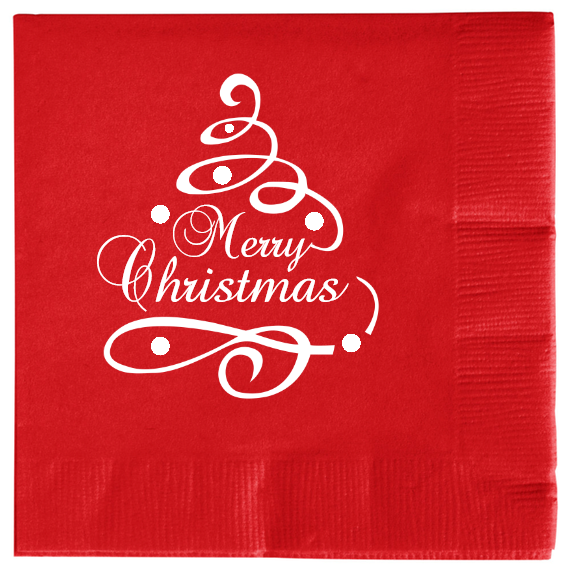 Christmas Day Merry 2ply Economy Beverage Napkins Style 114964