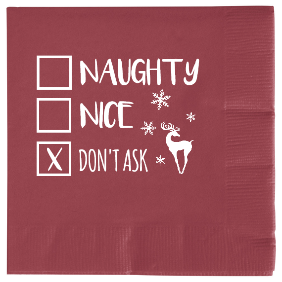 Christmas Naughty Nice Dont Ask X 2ply Economy Beverage Napkins Style 114641