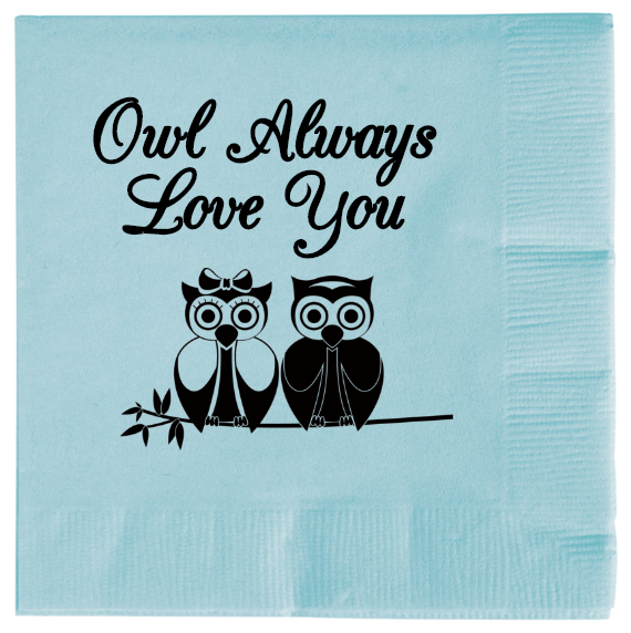 Wedding Owl Always Love You 2ply Economy Beverage Napkins Style 100895