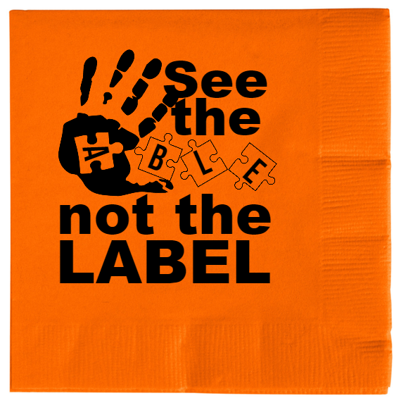 Autism Awareness See The Not Label B L 2ply Economy Beverage Napkins Style 134146