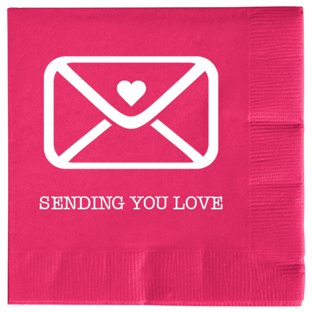 Happy Valentines Day Sending You Love 2ply Economy Beverage Napkins Style 100076