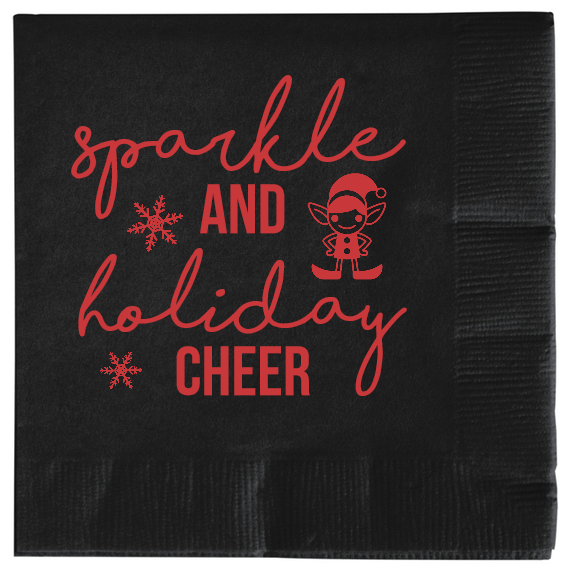 Christmas Sparkle Holiday And Cheer 2ply Economy Beverage Napkins Style 114619