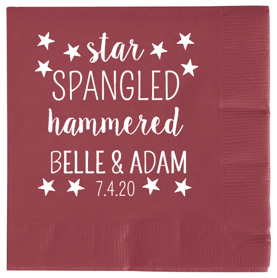 Fourth Of July Wedding Star Spangled Hammered Belle Adam 7420 2ply Economy Beverage Napkins Style 110228