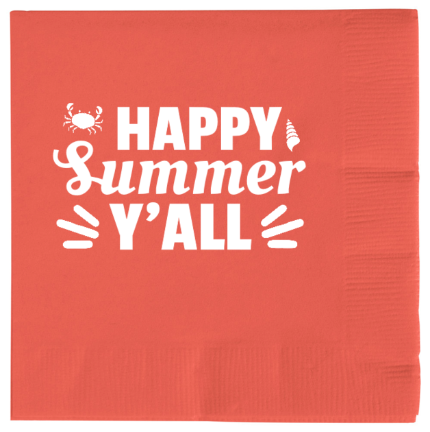 Summer Happy Yall 2ply Economy Beverage Napkins Style 139410