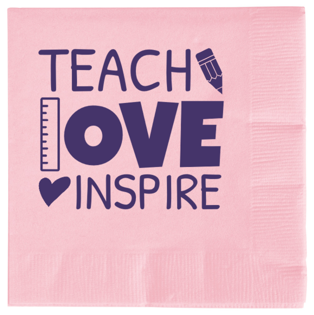 Back To School TEACH OVE INSPIRE 2ply Economy Beverage Napkins Style 139773
