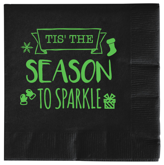 Christmas Tis The Season To Sparkle 2ply Economy Beverage Napkins Style 114644