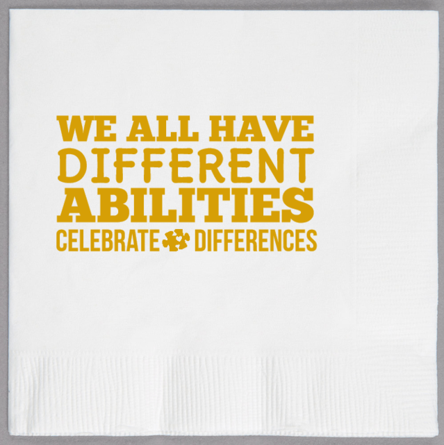 Autism Awareness We All Have Abilities Different Celebrate Differences 2ply Economy Beverage Napkins Style 133262