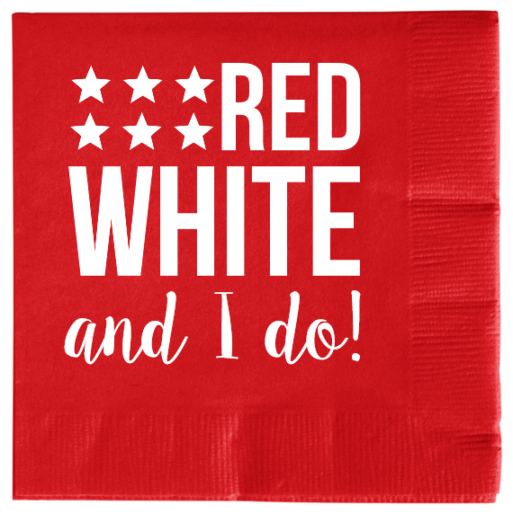 Fourth Of July Wedding White Red And Do 2ply Economy Beverage Napkins Style 110230