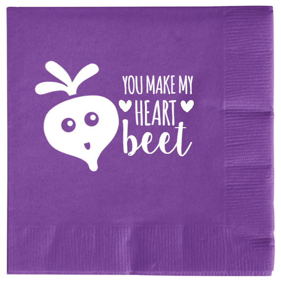 Happy Valentine\'s Day You Make My Heart Beet 2ply Economy Beverage Napkins Style 100939