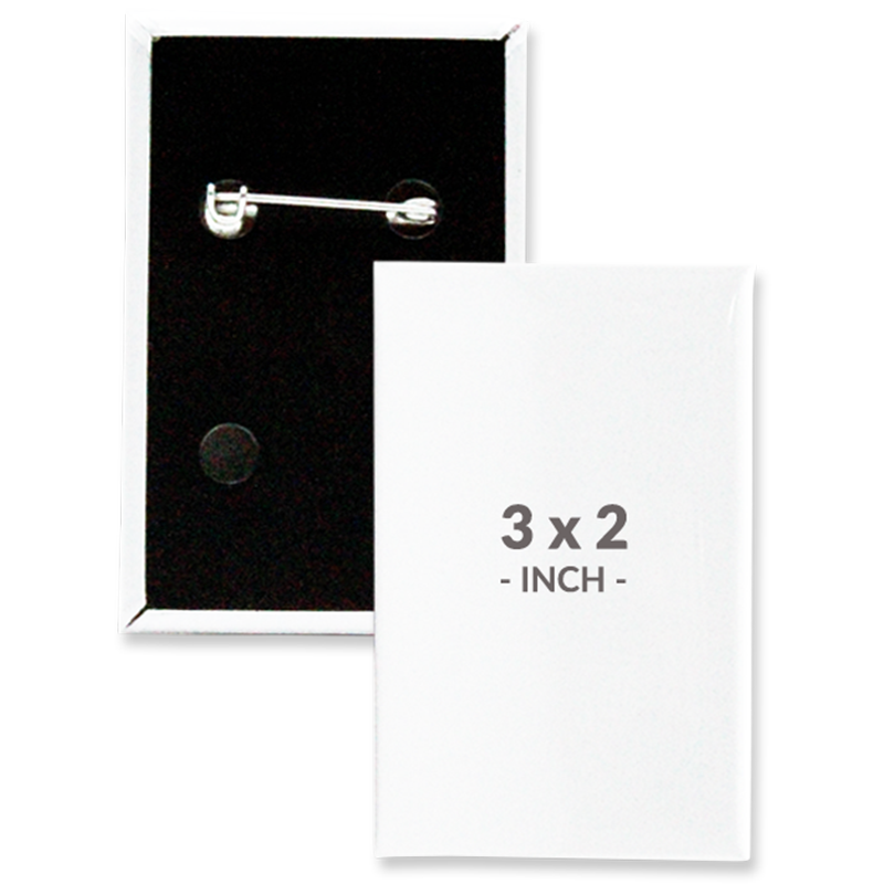 3 X 2 Inch Rectangle Custom Buttons