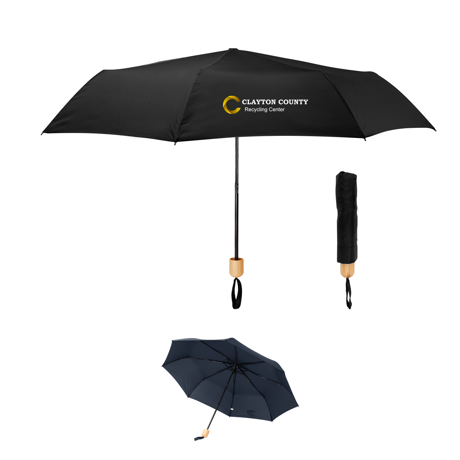 41" Arc Umbrella With 100% RPET Canopy & Bamboo Handle