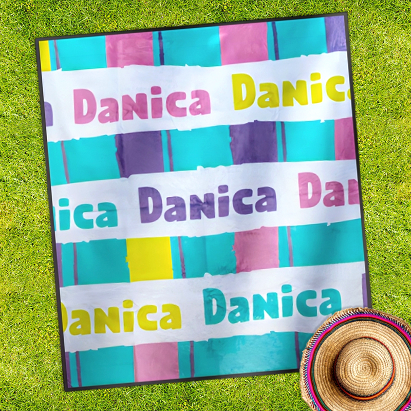 50" X 60" Custom Picnic Blanket With Carrying Strap