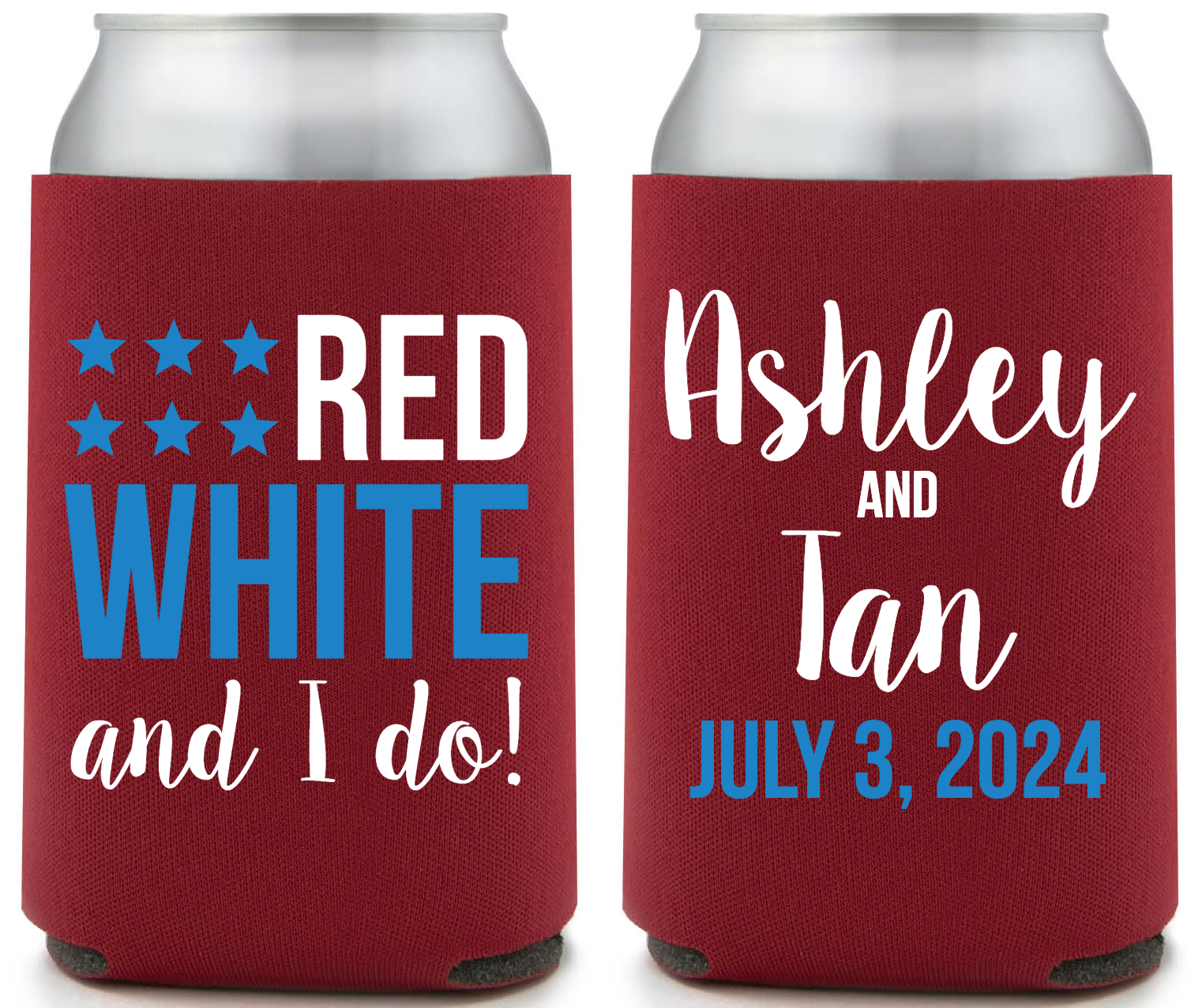 Fourth Of July Wedding Full Color Foam Collapsible Coolies Style 110222