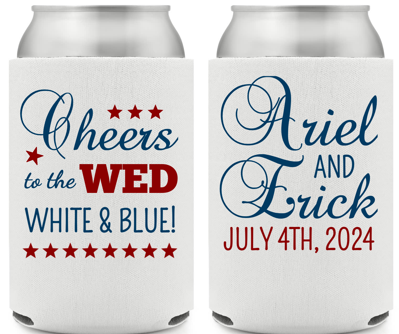 Fourth Of July Wedding Full Color Foam Collapsible Coolies Style 110218