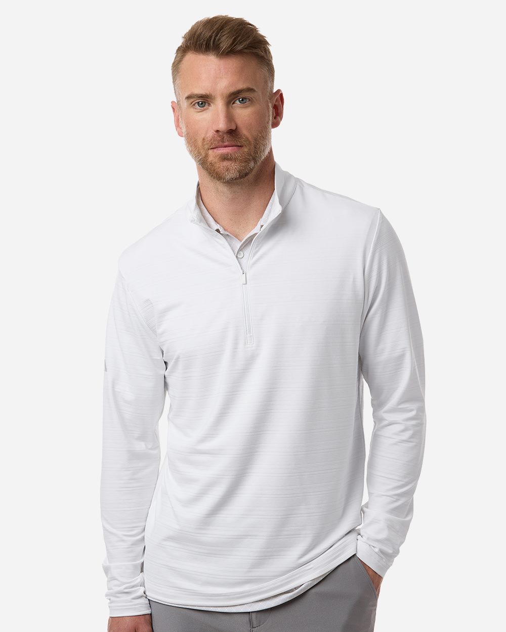 Adidas Men's Textured Stripe Quarter-Zip Pullover - A708