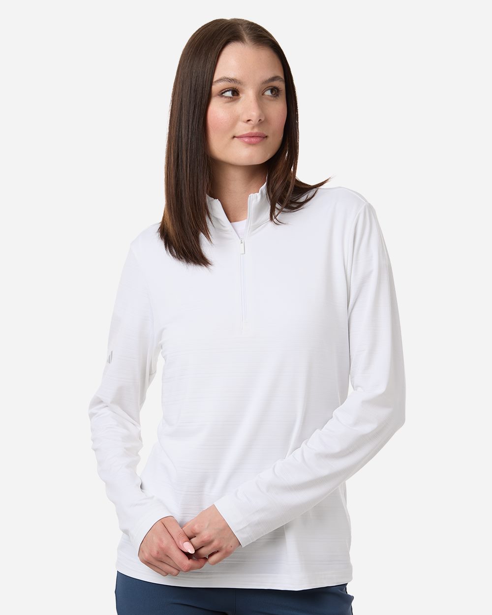 Adidas Women's Textured Stripe Quarter-Zip Pullover - A709