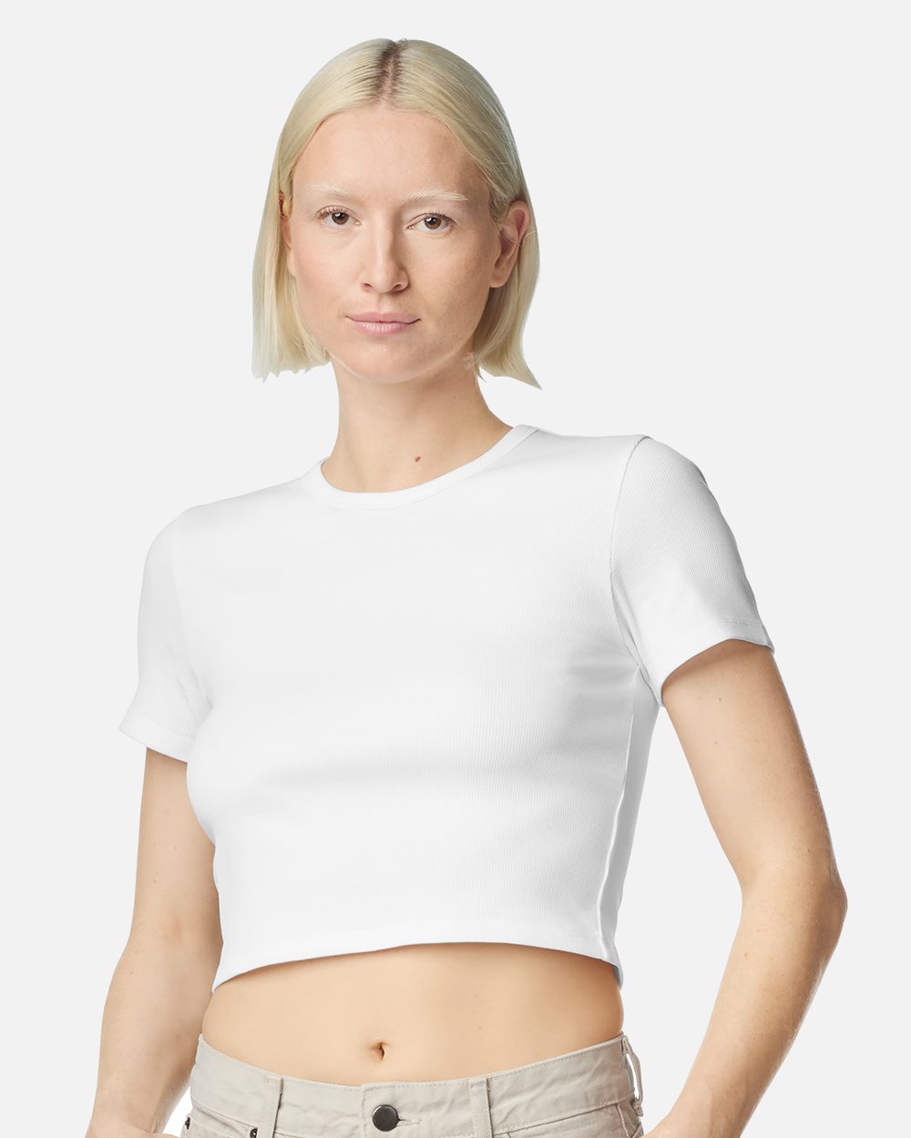 American Apparel Women's Baby Rib Cropped Tee - BR210