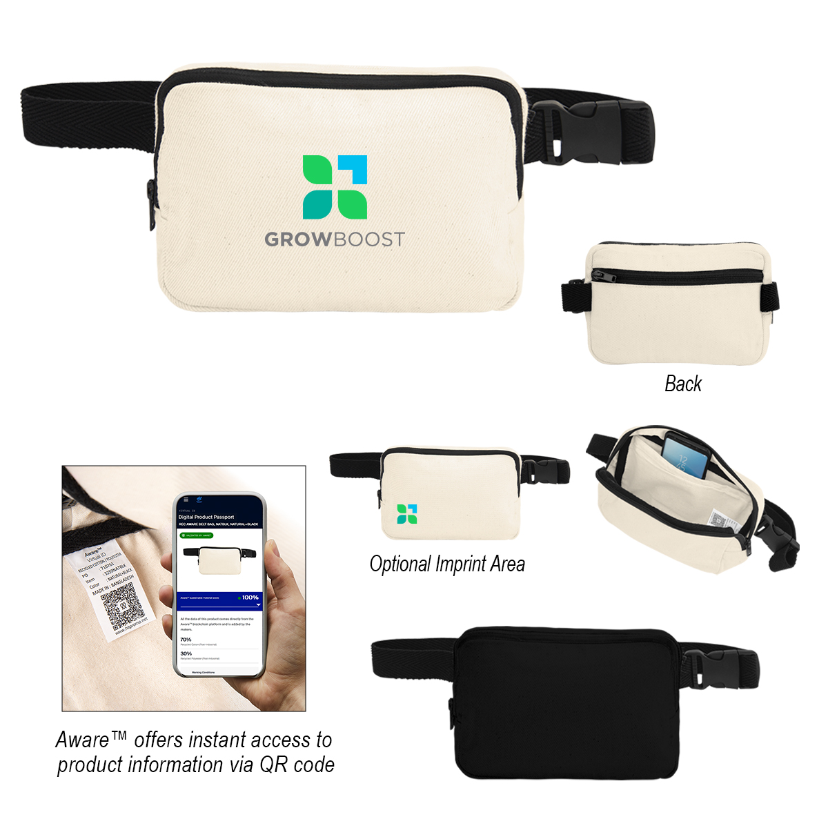 Aware&trade; 10 Oz. Recycled Cotton Canvas Belt Bag