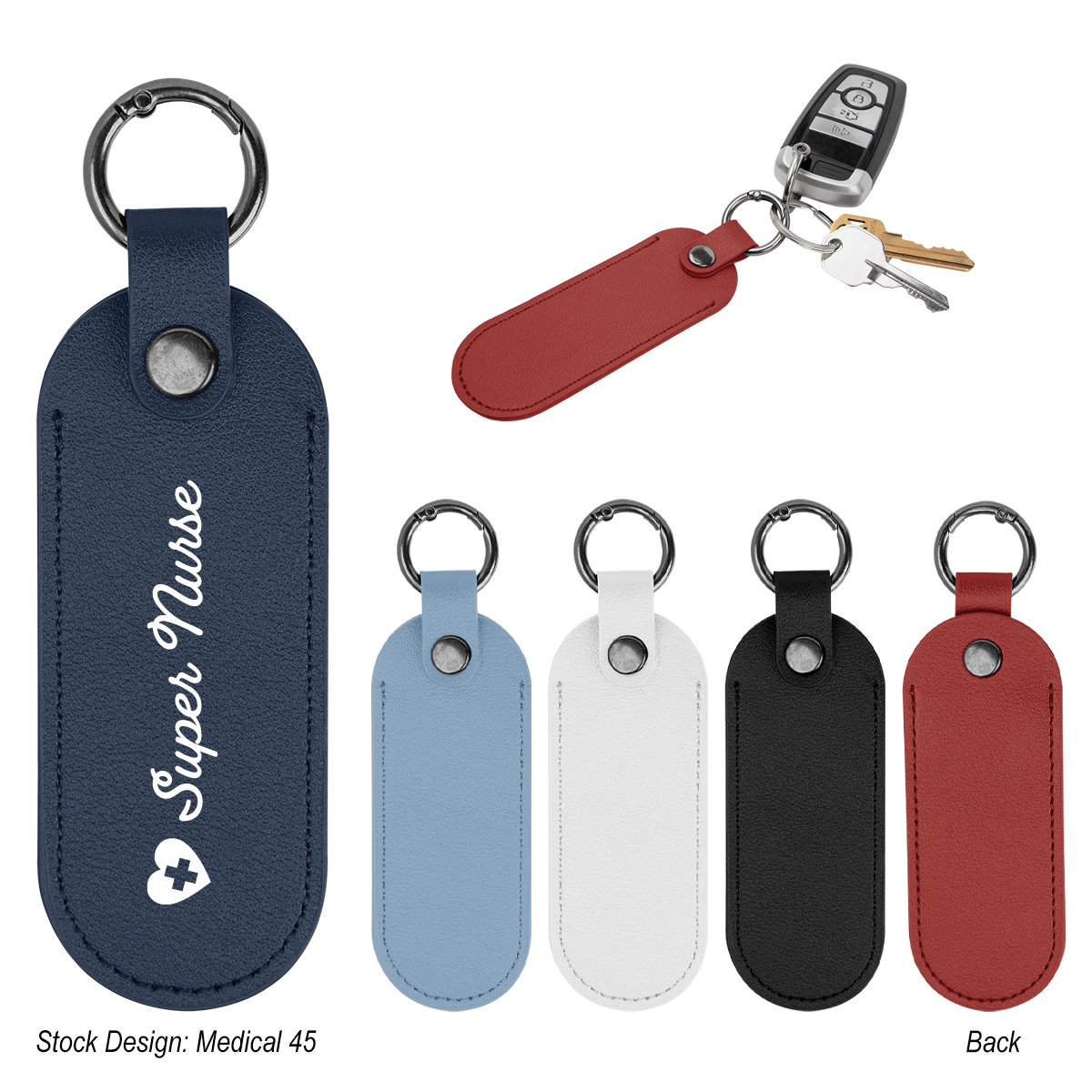 Bates Leatherette Key Tag With Carabiner