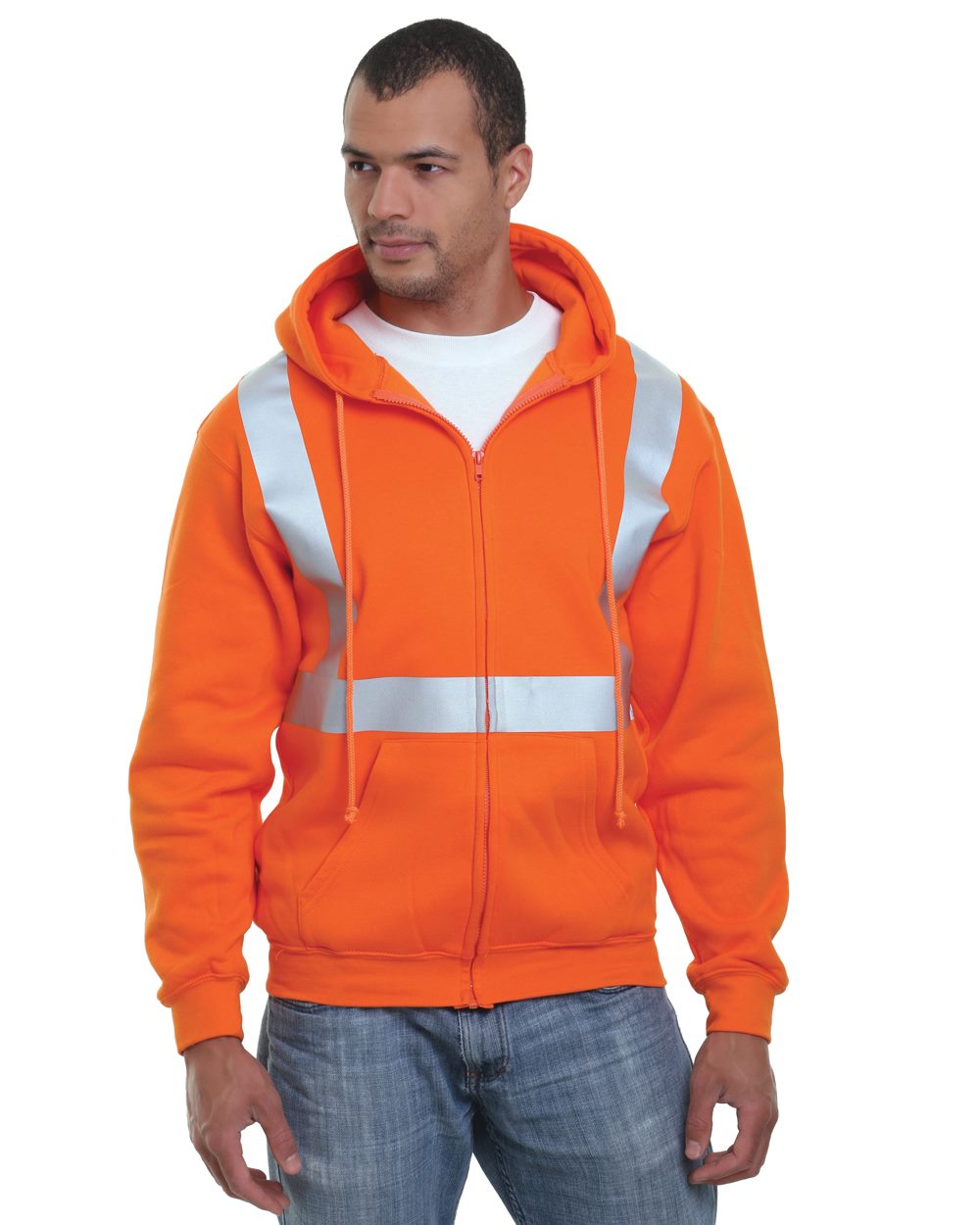 Bayside Men's USA-Made Hi-Visibility Full-Zip Hooded Sweatshirt - 3790