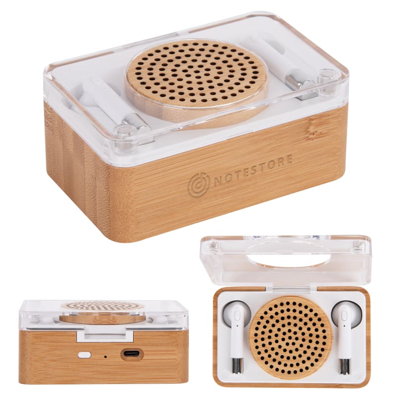 Block Party Bamboo Speaker &amp;amp; Wireless Earbuds