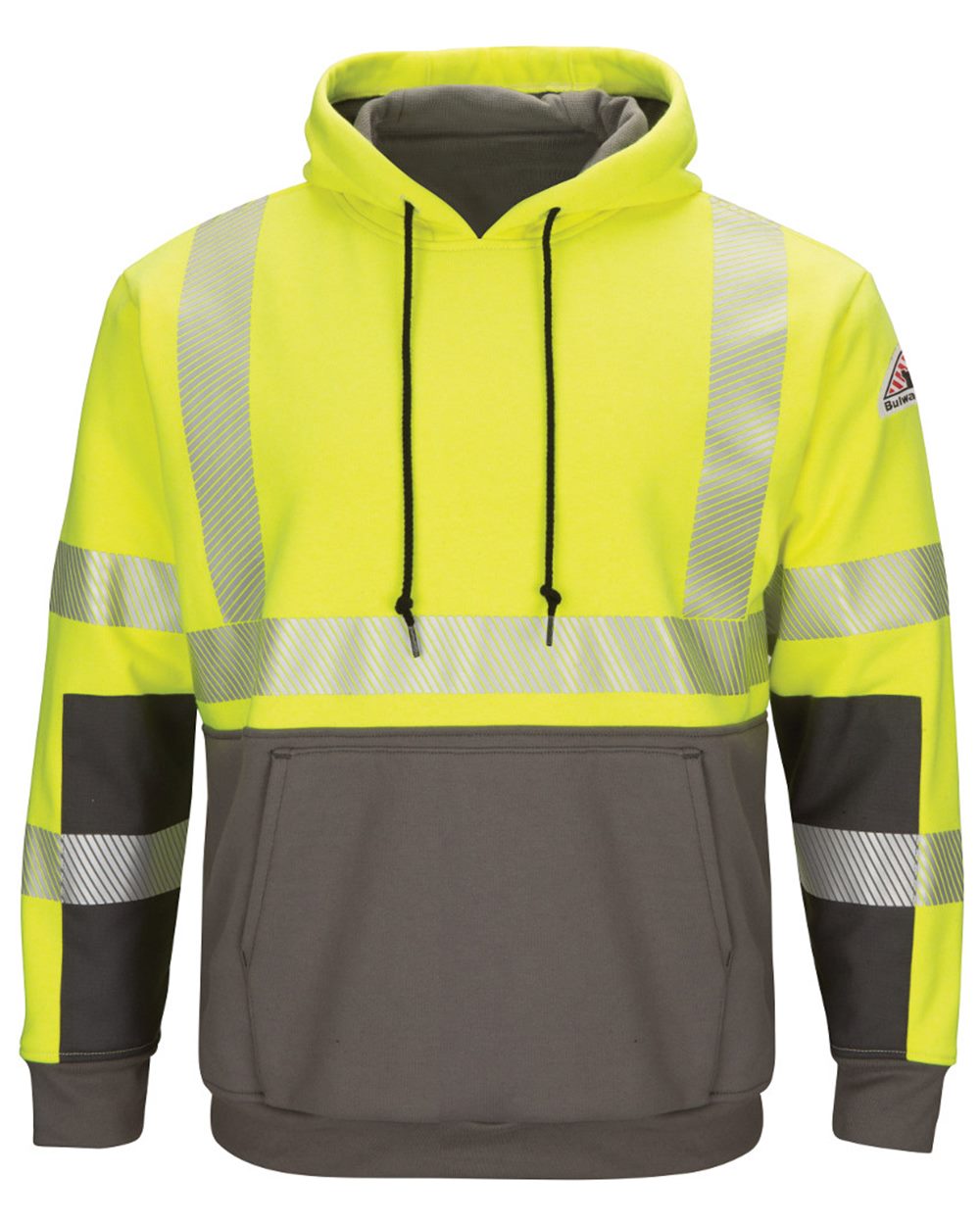 Bulwark Men's Hi-Visibility Color-Blocked Hooded Sweatshirt - SMB4