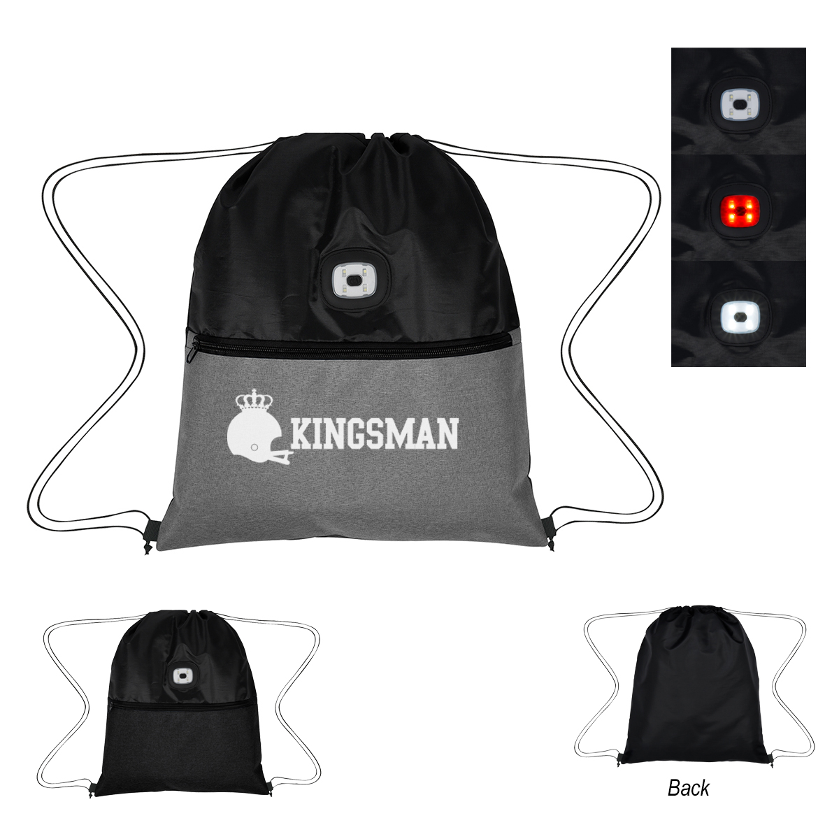 COB Light Up Heathered Drawstring Bag