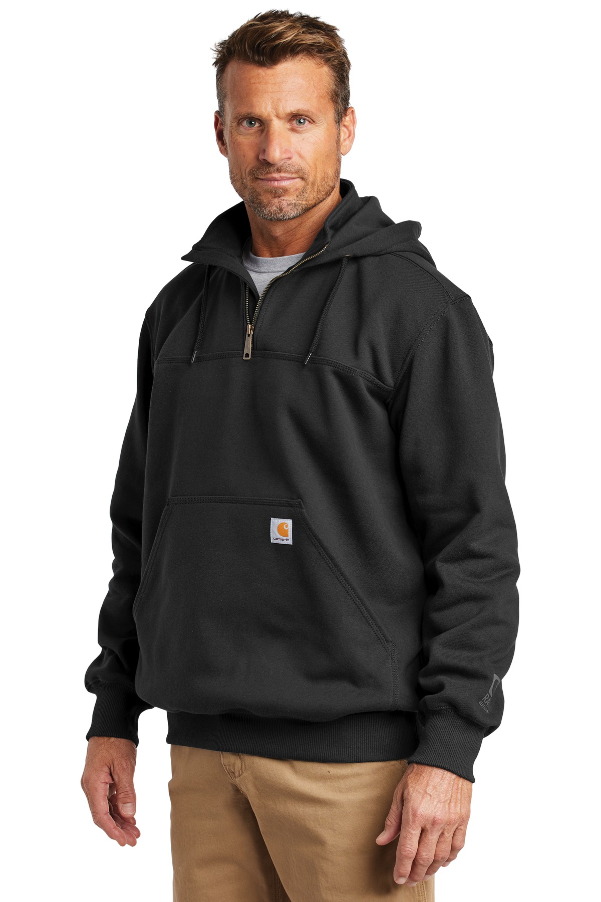 Carhartt Rain Defender Paxton Heavyweight Hooded Zip Mock Sweatshirt.