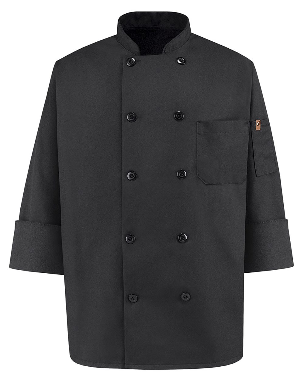 Chef Designs Ten Pearl Button Black Chef Coat - 0425
