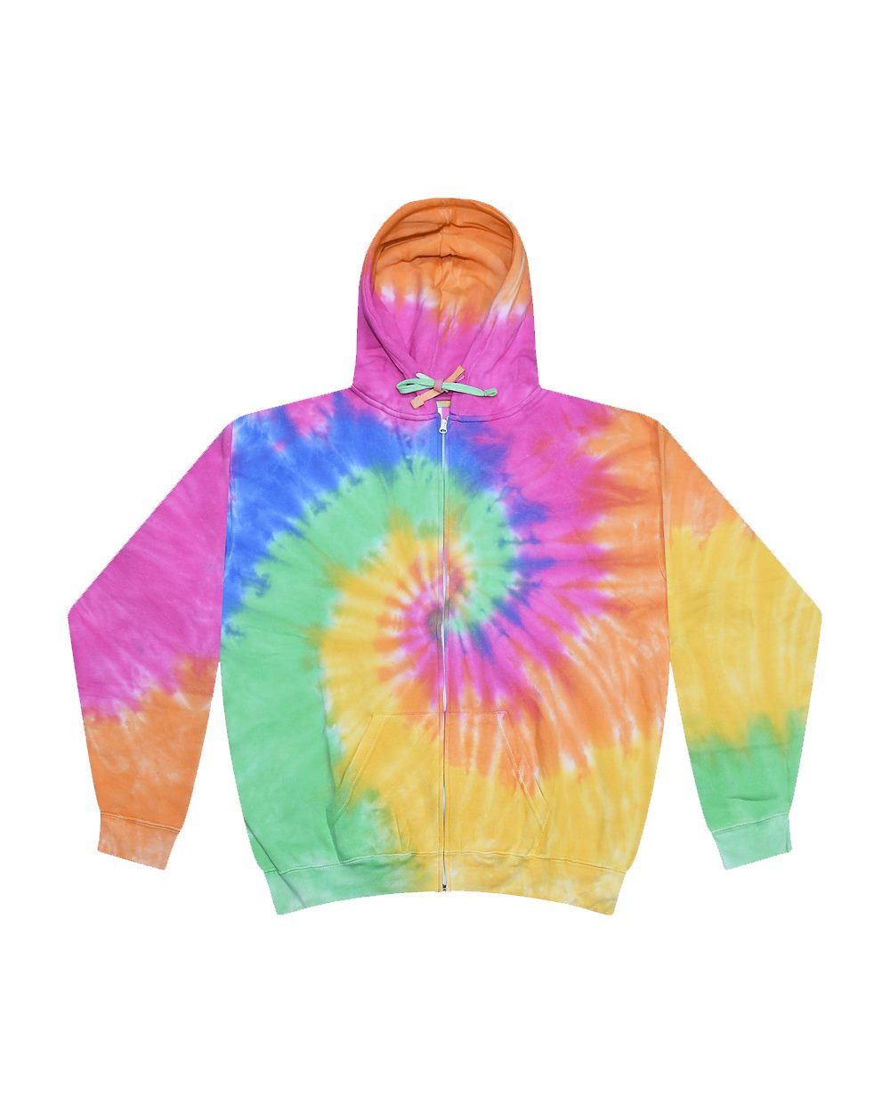 Colortone Unisex Tie-Dyed Full-Zip Hooded Sweatshirt - 8888