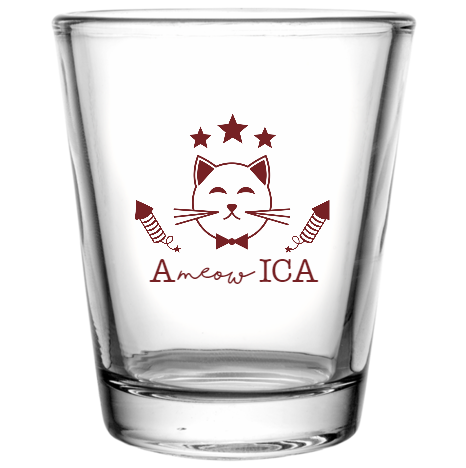 Fourth Of July A Ica Meow Custom Clear Shot Glasses- 1.75 oz. Style 107813