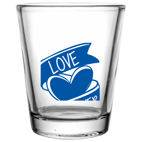 Happy Valentine Day Custom Clear Shot Glasses- 1.75 oz. Style 100173