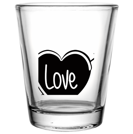 Happy Valentine Day Custom Clear Shot Glasses- 1.75 oz. Style 100135