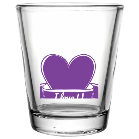 Happy Valentine Day Custom Clear Shot Glasses- 1.75 oz. Style 100112
