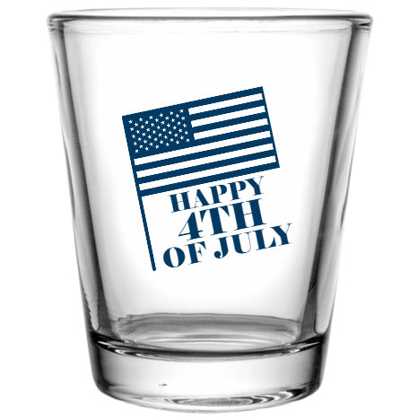 Fourth Of July Happy 4th Custom Clear Shot Glasses- 1.75 oz. Style 108908