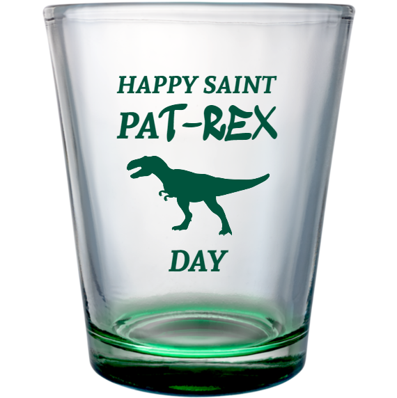 St. Patrick's Day Happy Saint T-rex Custom Clear Shot Glasses- 1.75 oz. Style 116749