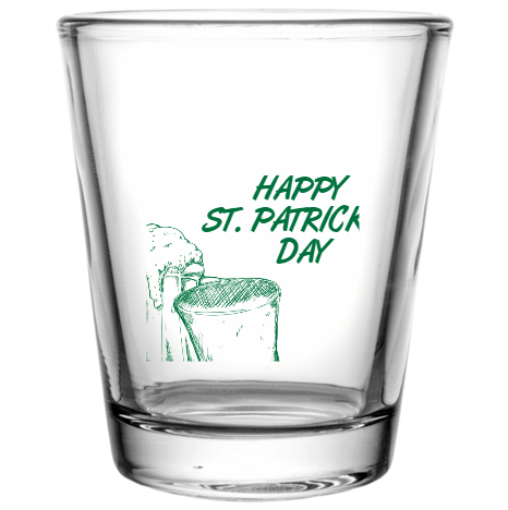 St Patrick Day Happy Patricks Custom Clear Shot Glasses- 1.75 oz. Style 102692