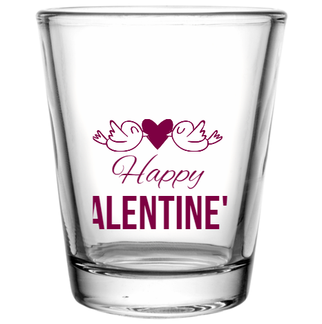Valentines Day Happy Custom Clear Shot Glasses- 1.75 oz. Style 100882