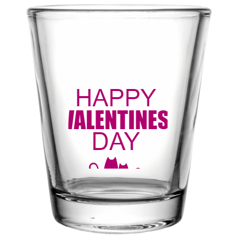 Valentines Day Happy Custom Clear Shot Glasses- 1.75 oz. Style 100500