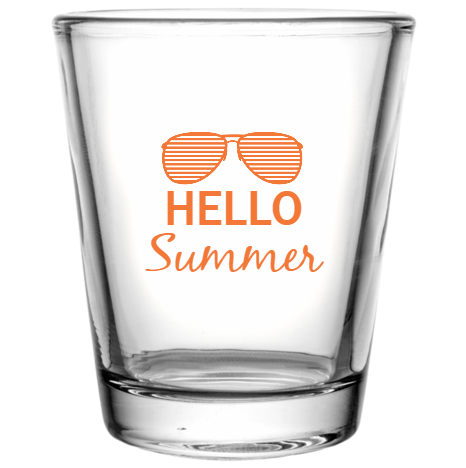 Pool Party Hello Summer Custom Clear Shot Glasses- 1.75 oz. Style 107032