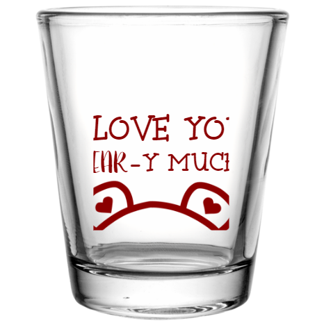 Happy Valentine\'s Day Love You -y Much Bear Custom Clear Shot Glasses- 1.75 oz. Style 101003